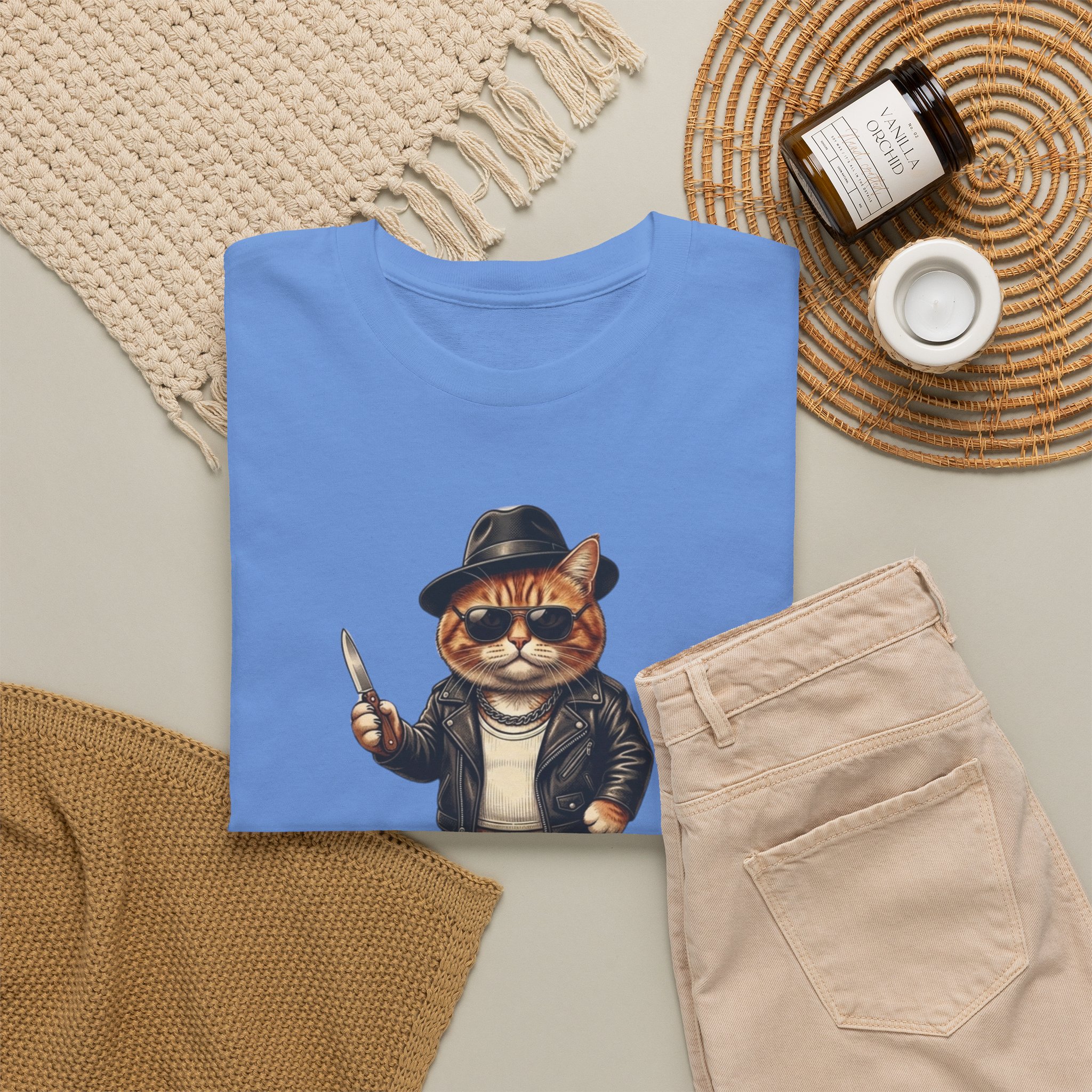 Cat Mobster T-Shirt — "Fight was never an option" Cute Gangster Cat Tee - Image 4