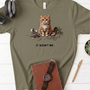 Cat T-Shirt — "It Wasn't Me" Cute Guilty Cat Graphic Tee