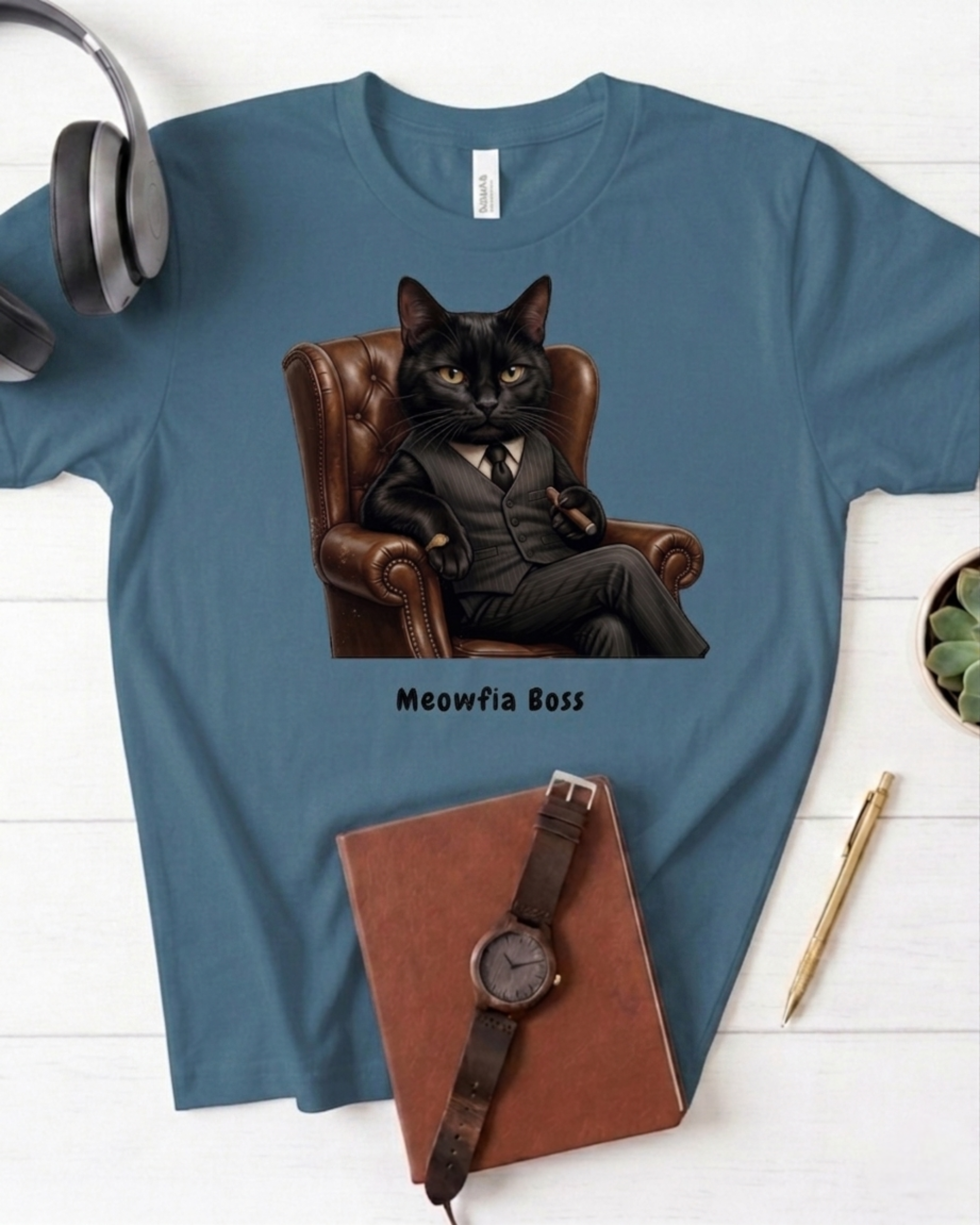 Cat in a Chair T-Shirt — "Memento Mori" Black Cat Portrait Tee