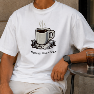 Coffee Tee — "Mornings Are a Scam" Funny Graphic T-Shirt