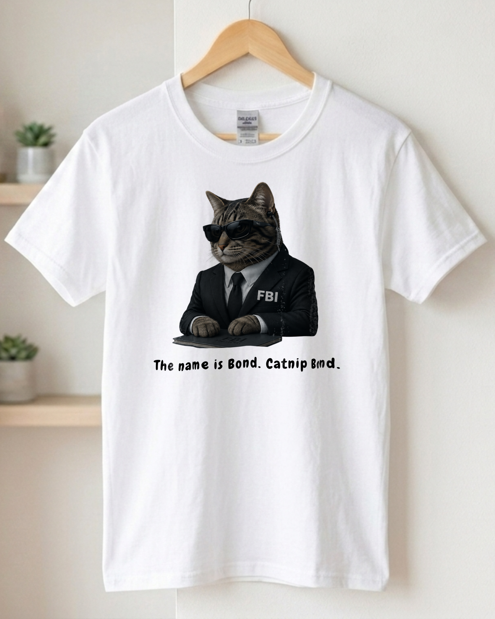 Cat Bond Tee — "The name is Bond Catnip Bond" Funny FBI Cat T‑Shirt
