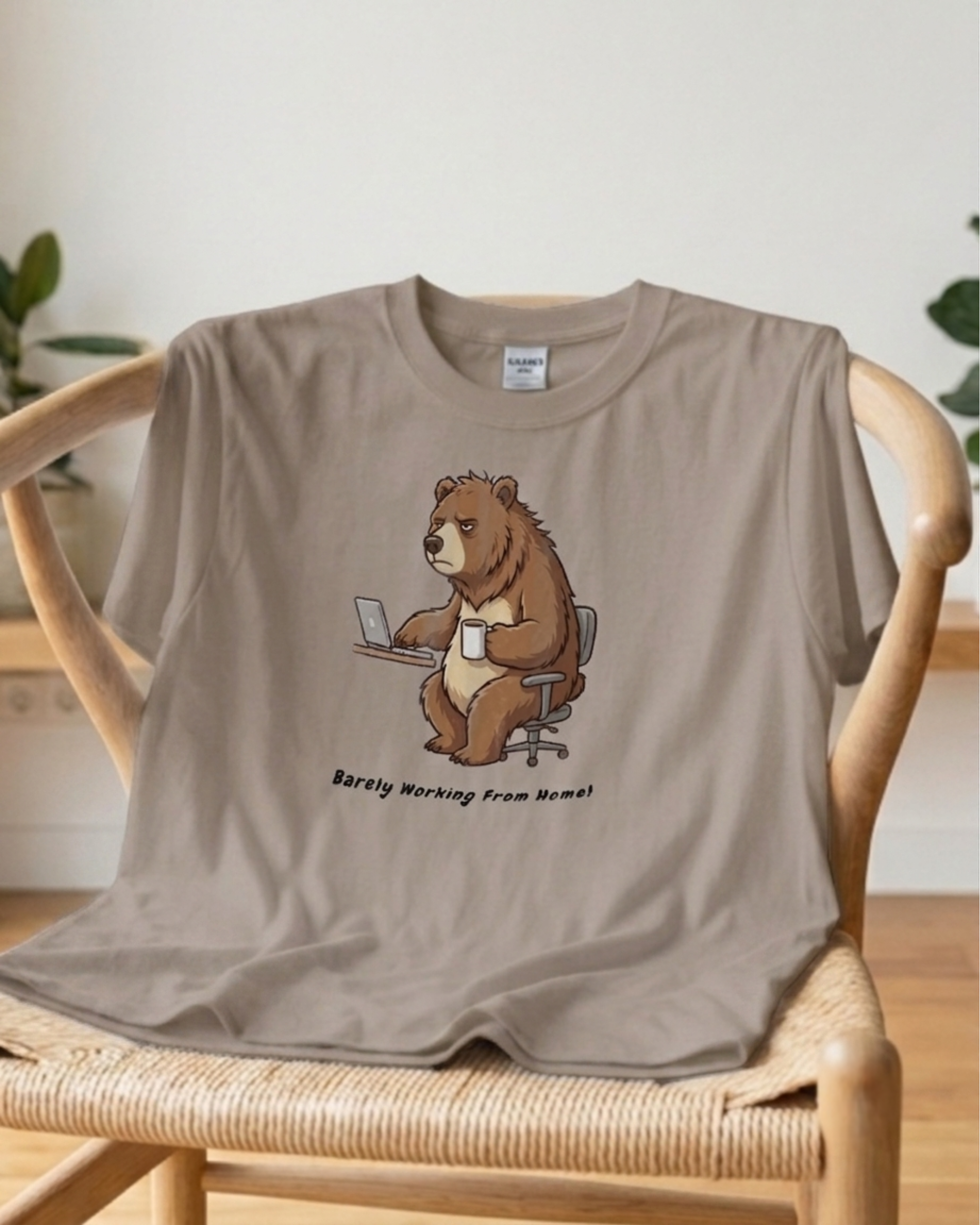 Bear Working From Home T-Shirt - Image 2