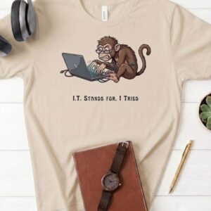 T-Shirt — '11: Stares for, I Tried' Monkey Laptop Graphic Tee