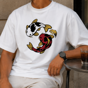 Koi Yin Yang T-Shirt — Red & Black Koi Fish Graphic Tee