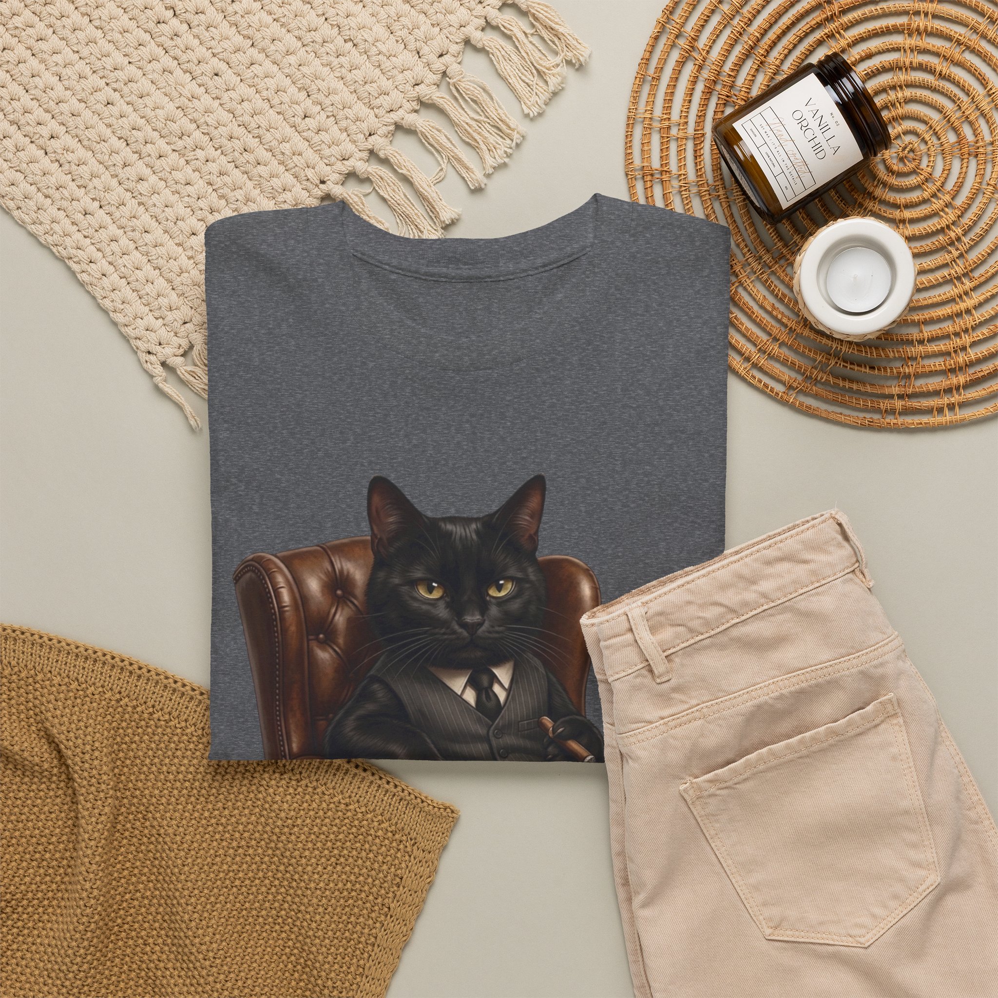 Cat in a Chair T-Shirt — "Memento Mori" Black Cat Portrait Tee - Image 3